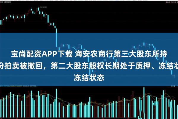 宝尚配资APP下载 海安农商行第三大股东所持股份拍卖被撤回，第二大股东股权长期处于质押、冻结状态